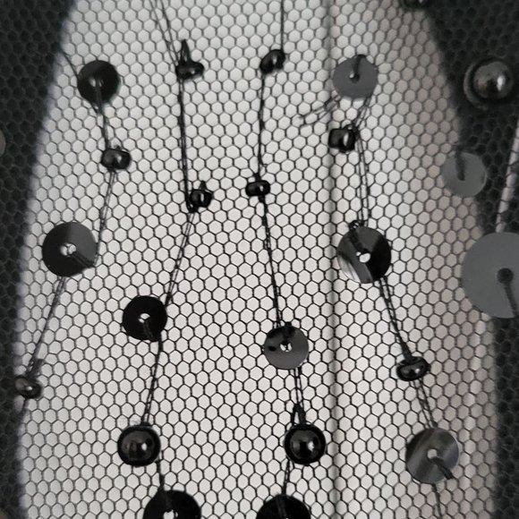 CACHE  Black Sleeveless, Mock Turtleneck, Sheer Yoke, Shimmer Sweater, NWT, Sz 6 - Picture 7 of 7